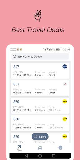 Cheap Flights travel app & Low Cost Flights fares screenshot 1