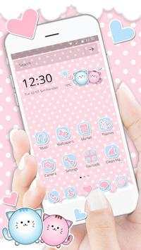 Cute Kitty Pink Cat Launcher Theme screenshot 2