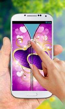 Purple Love Zipper Lock Screen screenshot 2