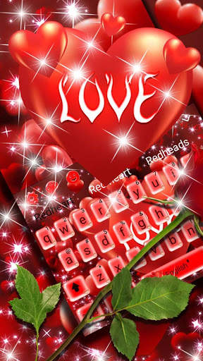 Lovely Red Rose Heart Keyboard theme 2 تصوير الشاشة