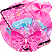 Pink Sparkling Heart Blue Diamond Theme icon