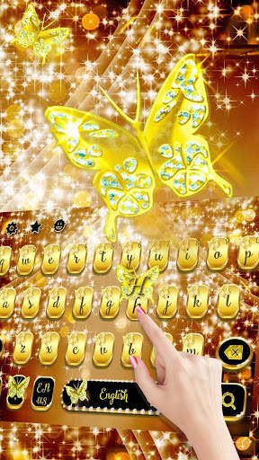 Gold Diamond Butterfly Keyboard Theme screenshot 4