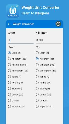 Gram , Kg ,Tons, Milli gram : Weight Convertor screenshot 1