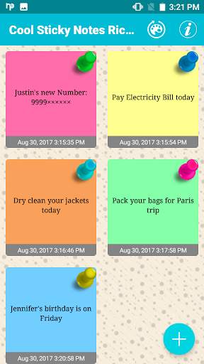 Cool Sticky Notes Rich notepad Text Reminder Chits 1 تصوير الشاشة