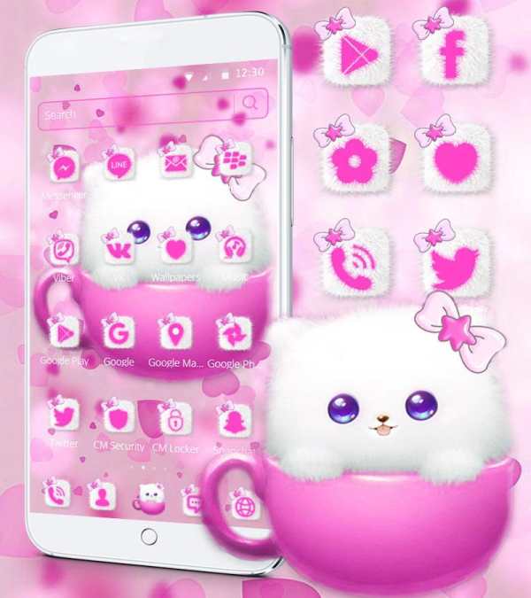 Kitty Theme Cup Cat Wallpaper screenshot 2