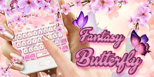Pink Cherry Blossoms Butterfly Keyboard screenshot 5