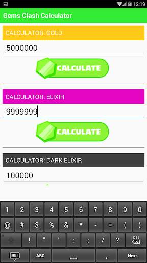 Gems Clash Calculator screenshot 3