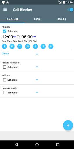 Calls blocker with week days scheduler 1 تصوير الشاشة