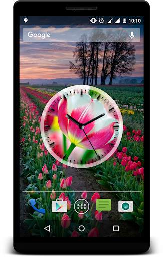 Tulips Clock Live Wallpaper screenshot 1