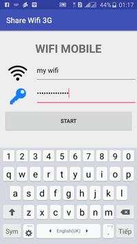 Share wifi, Wifi hotspot 3G screenshot 1