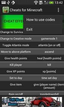 Cheat codes for Minecraft screenshot 2