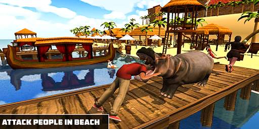 Angry Hippo Attack Simulator-City & Beach Attack screenshot 4