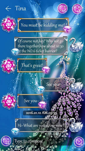 GO SMS PEACOCK GEM THEME screenshot 3