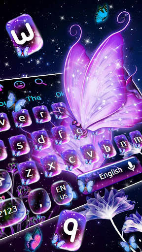 Neon Light Butterfly Keyboard screenshot 1
