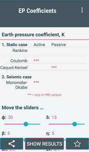 Retaining Wall Design- Soil Coefficient CALCULATOR screenshot 5