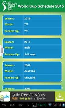 Cricket WorldCup 2015 Schedule screenshot 3