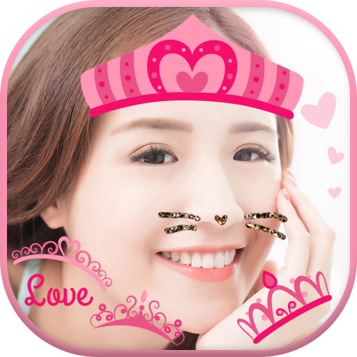 Cat Face &amp; Heart Crown Stickers Best One Camera icon