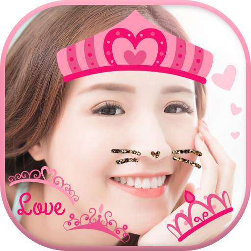 Cat Face & Heart Crown Stickers Best One Camera 1.2