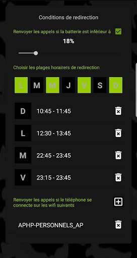 Transfert appel intelligent(horaire-batterie-wifi) screenshot 2