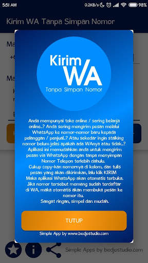 Kirim WA Tanpa Simpan Nomor screenshot 2