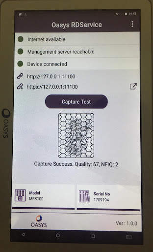 OASYS MFS100 RD Service 2 تصوير الشاشة