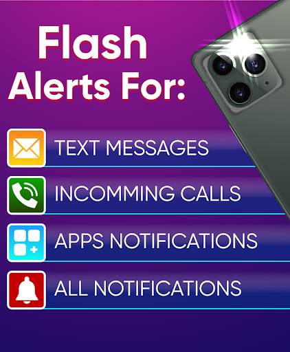 Flashlight on Call & SMS Flash Alerts Notification screenshot 3