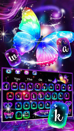 Neon Colorful Butterfly Keyboard screenshot 1