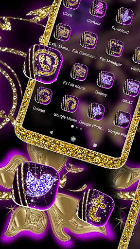 Golden Purple Butterfly Launcher Theme screenshot 2