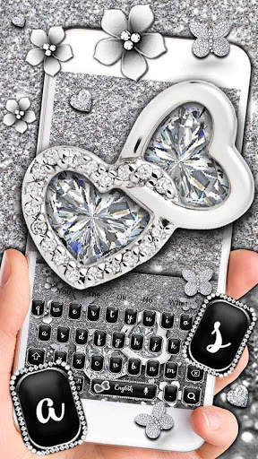 Silver Glitter Heart Keyboard screenshot 1