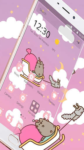 Pink Sky Funny Cat Theme🐱 screenshot 2