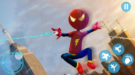 Flying Rope Hero Stickman Game - Grand Crime City स्क्रीनशॉट 1