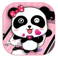 Pink Cute Bowknot Panda Theme on 9Apps