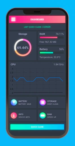K-All optimizer Fix & Clean RAM Boost Battery Save screenshot 1