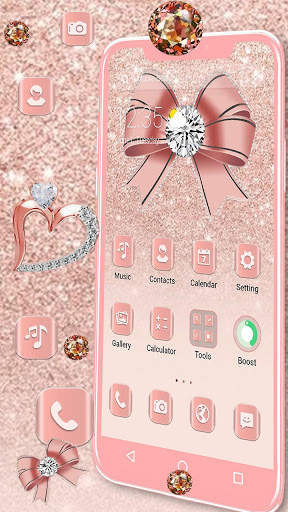 Luxury Rose Gold Diamond APUS Launcher Theme screenshot 4