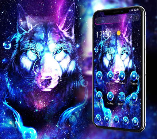 Neon Glitter Galaxy Wolf Launcher Theme screenshot 5