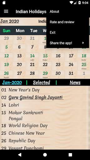 Indian Holiday Caledar screenshot 5