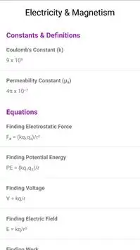 Cheatsheet - Equations & Constants for Science screenshot 3