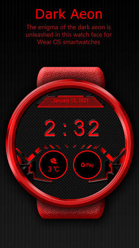 Dark Aeon Cyber Watch Face - Wear OS Smartwatch screenshot 1