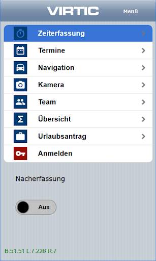 virTime - VIRTIC Mobile Zeiterfassung screenshot 1
