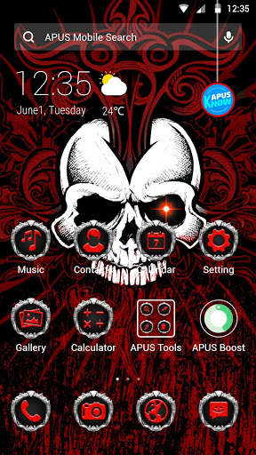 Red Evil Skull APUS Launcher Theme screenshot 1