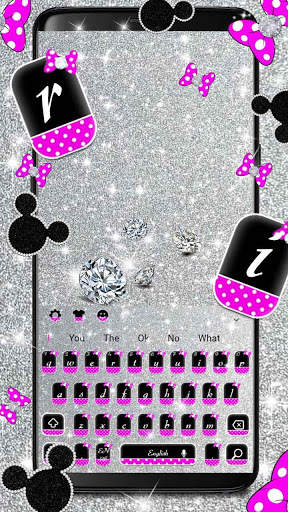 Shiny Silver Glitter Bow Keyboard theme screenshot 2