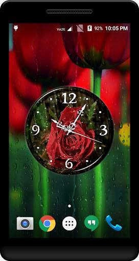 Rain Rose Clock Live Wallpaper screenshot 1