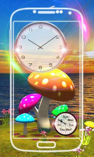 3D Mushroom Clock Live Wallpaper screenshot 1