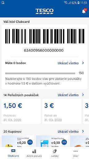 Clubcard Tesco Slovensko screenshot 1