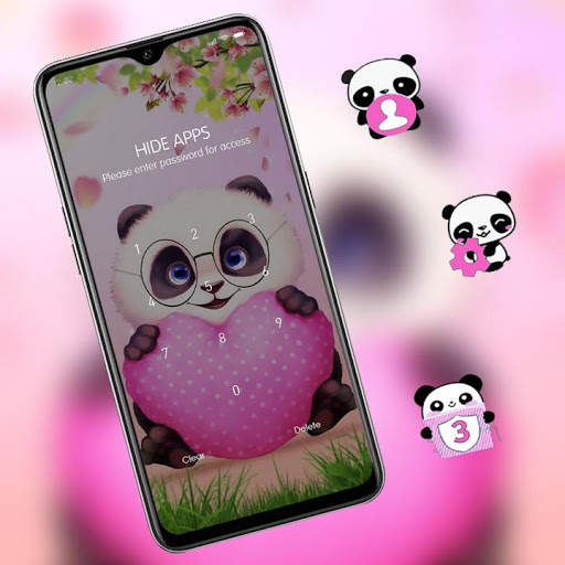 Pink Cartoon Panda Love theme screenshot 3
