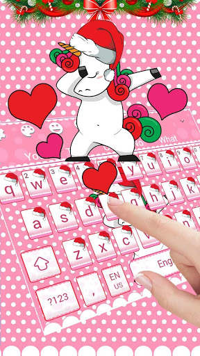 Cute Christmas Unicorn Keyboard Theme screenshot 2