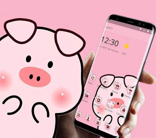 Pink Cute Cartoon Piggy Theme 4 تصوير الشاشة