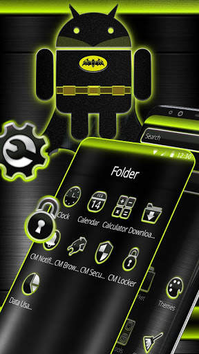 Black Android Glow Robot Theme screenshot 3
