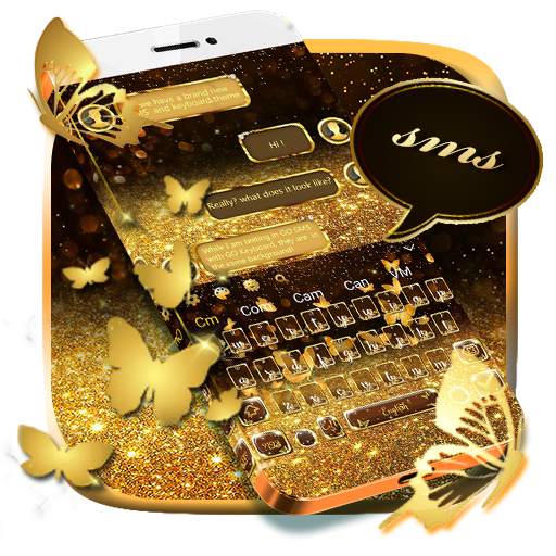 SMS Glitter Gold Butterfly Keyboard 10001008