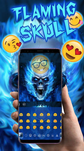 Blue Flaming Skull Keyboard Theme screenshot 2